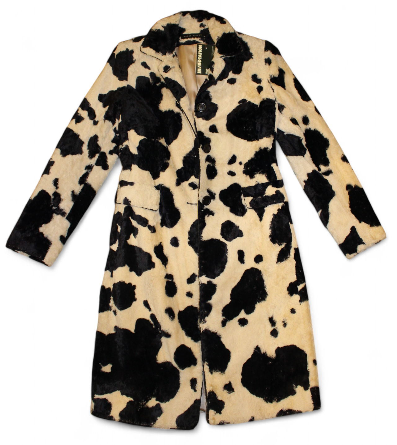 Karen Millen Coat M Cow print Faux fur, Cotton blend