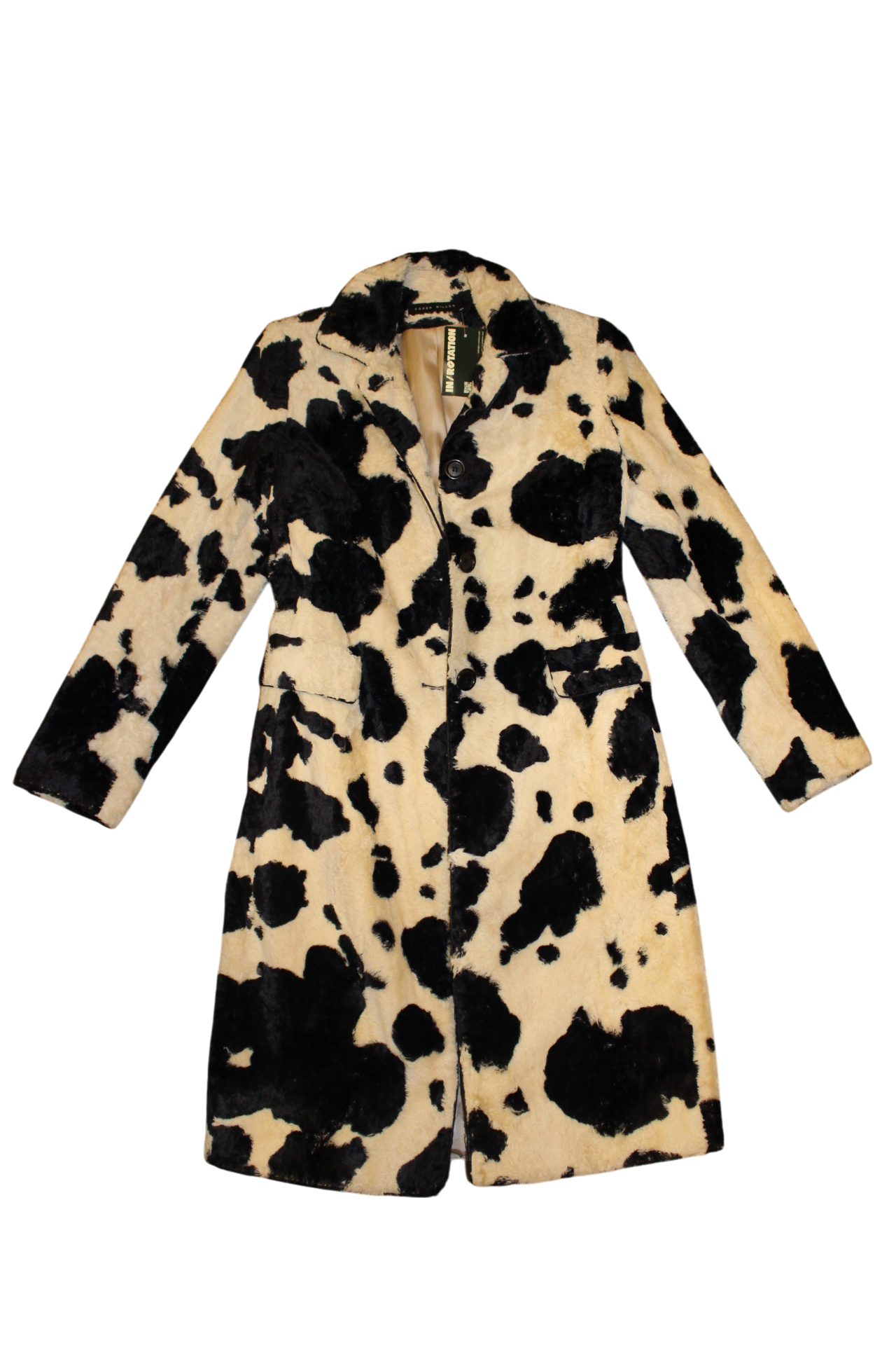 Karen Millen Coat M Cow print Faux fur, Cotton blend