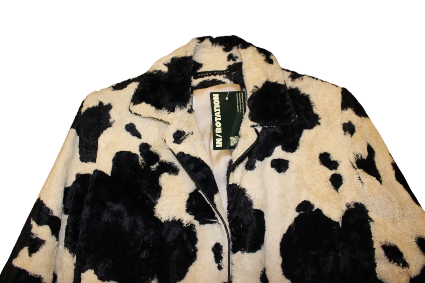 Karen Millen Coat M Cow print Faux fur, Cotton blend